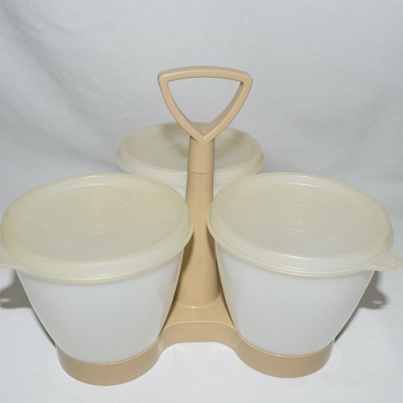 Vintage Tupperware Condiment Caddy Almond White - Picture 1 of 4